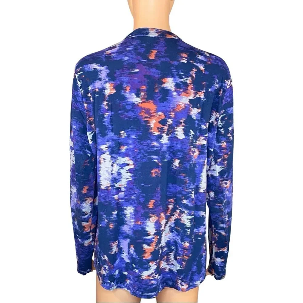 Relativity Henley Pull Over Stretchy Size XL Spatter Print Long Sleeve